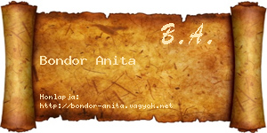 Bondor Anita névjegykártya