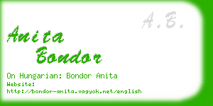 anita bondor business card
